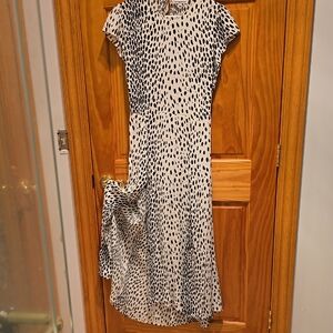 Reformation Black and White Spotted Midi Dress